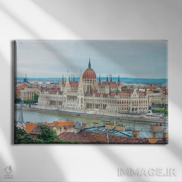 تابلو نمای پارلمان مجارستان از بامها اثر مانجیک پیکچرز (استودیو عکاسی یا فیلمسازی) - نمای روبهرو روی دیوار