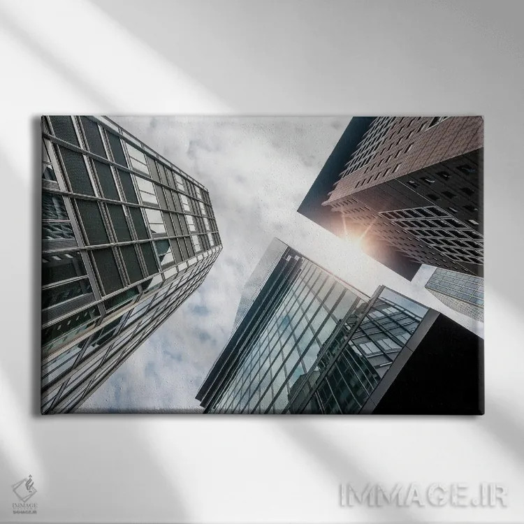 تابلو ساختمانهای فرانکفورت اثر مانجیک پیکچرز (استودیو عکاسی یا فیلمسازی) - نمای روبهرو روی دیوار