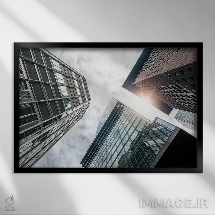 تابلو ساختمانهای فرانکفورت اثر مانجیک پیکچرز (استودیو عکاسی یا فیلمسازی) - نمای قابدار مشکی