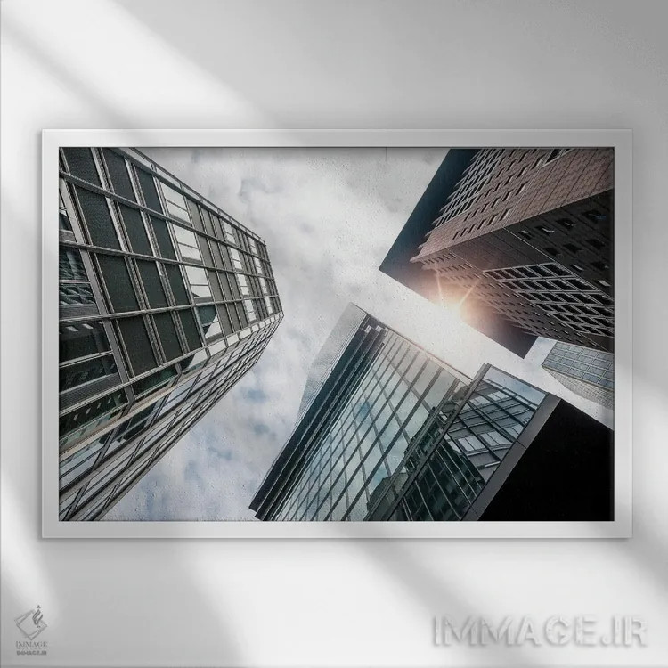 تابلو ساختمانهای فرانکفورت اثر مانجیک پیکچرز (استودیو عکاسی یا فیلمسازی) - نمای قابدار سفید