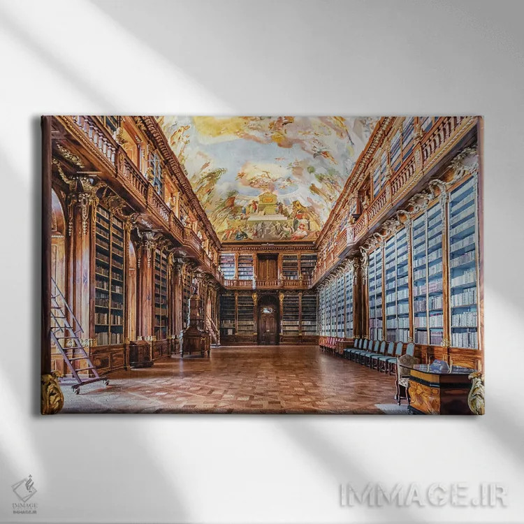 تابلو کتابخانهای در پراگ اثر مانجیک پیکچرز (استودیو عکاسی یا فیلمسازی) - نمای روبهرو روی دیوار