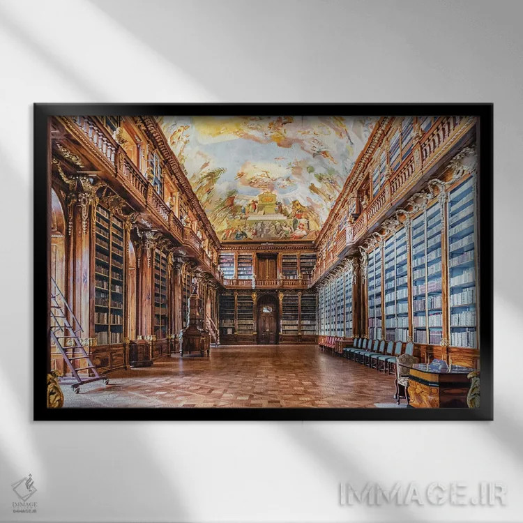 تابلو کتابخانهای در پراگ اثر مانجیک پیکچرز (استودیو عکاسی یا فیلمسازی) - نمای قابدار مشکی