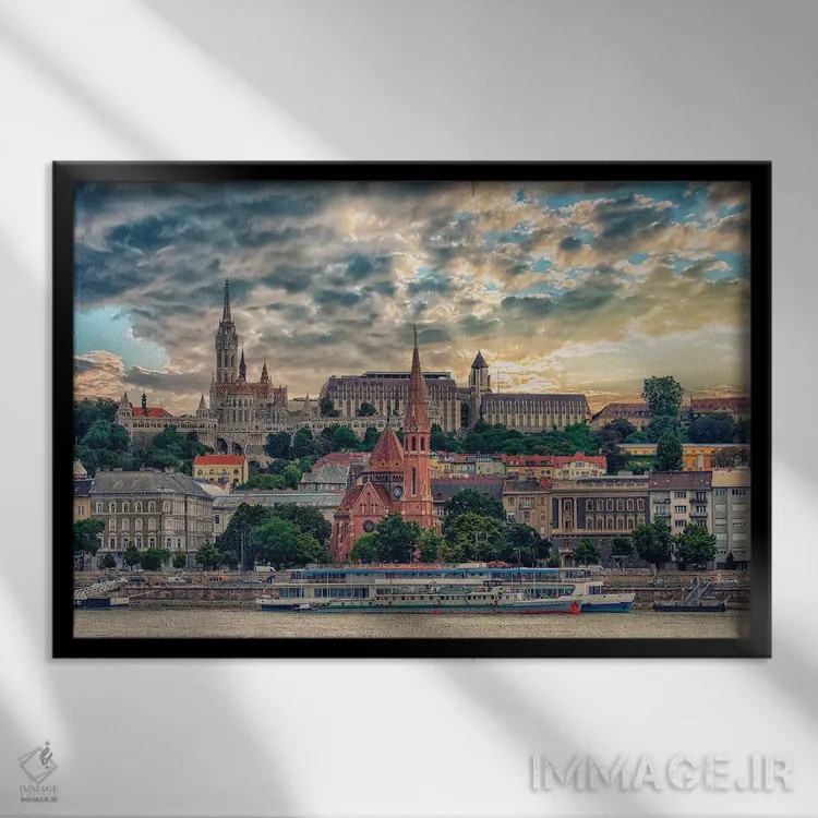 تابلو بوداپست در غروب اثر مانجیک پیکچرز (استودیو عکاسی یا فیلمسازی) - نمای قابدار مشکی