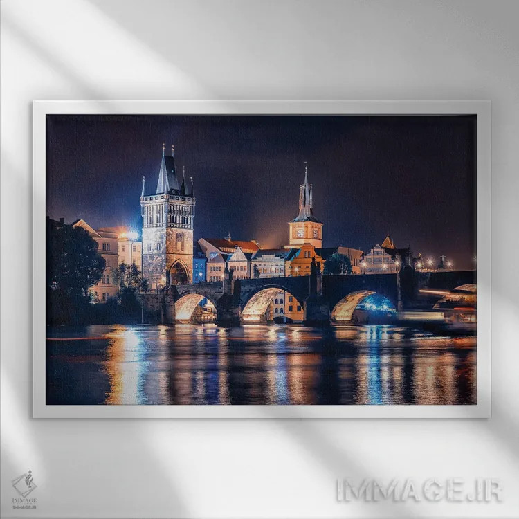 تابلو شب در پراگ اثر مانجیک پیکچرز (استودیو عکاسی یا فیلمسازی) - نمای قابدار سفید