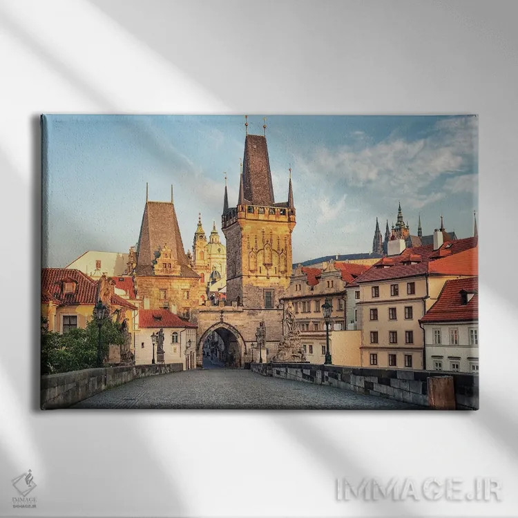 تابلو پراگ در صبحگاه اثر مانجیک پیکچرز (استودیو عکاسی یا فیلمسازی) - نمای روبهرو روی دیوار