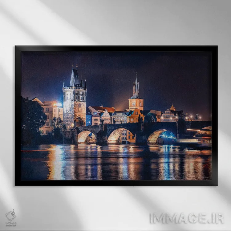 تابلو شب در پراگ اثر مانجیک پیکچرز (استودیو عکاسی یا فیلمسازی) - نمای قابدار مشکی