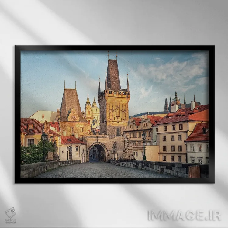 تابلو پراگ در صبحگاه اثر مانجیک پیکچرز (استودیو عکاسی یا فیلمسازی) - نمای قابدار مشکی