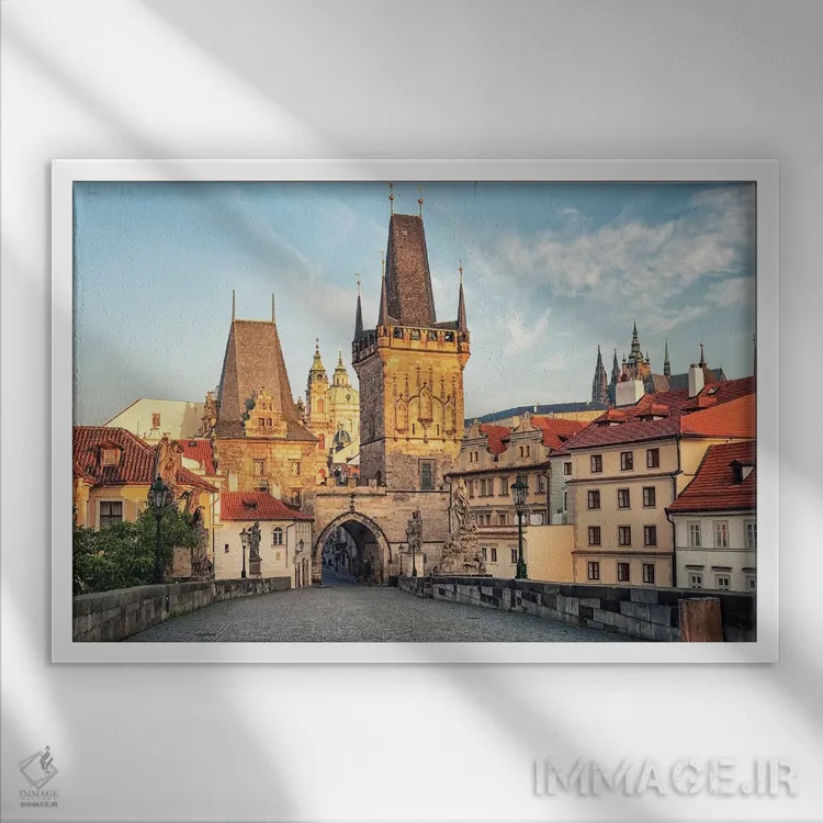 تابلو پراگ در صبحگاه اثر مانجیک پیکچرز (استودیو عکاسی یا فیلمسازی) - نمای قابدار سفید