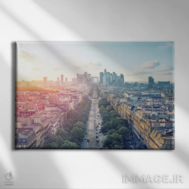 تابلو غروب آفتاب غرب پاریس اثر مانجیک پیکچرز (استودیو عکاسی یا فیلمسازی) - نمای روبهرو روی دیوار