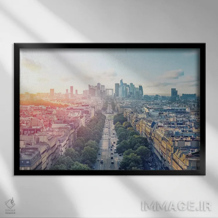 تابلو غروب آفتاب غرب پاریس اثر مانجیک پیکچرز (استودیو عکاسی یا فیلمسازی) - نمای قابدار مشکی