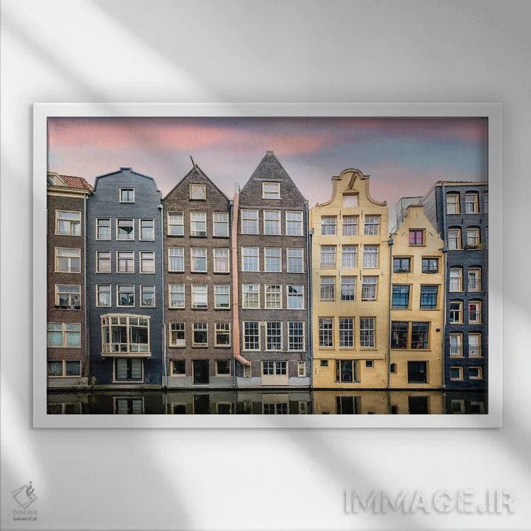 تابلو نمای آمستردام اثر مانجیک پیکچرز (استودیو عکاسی یا فیلمسازی) - نمای قابدار سفید
