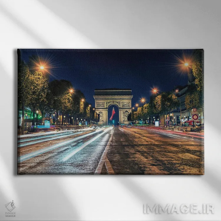 تابلو شانزهلیزه در شب اثر مانجیک پیکچرز (استودیو عکاسی یا فیلمسازی) - نمای روبهرو روی دیوار