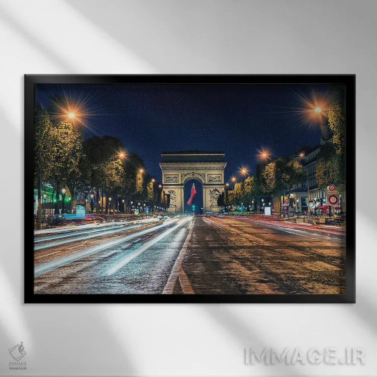 تابلو شانزهلیزه در شب اثر مانجیک پیکچرز (استودیو عکاسی یا فیلمسازی) - نمای قابدار مشکی