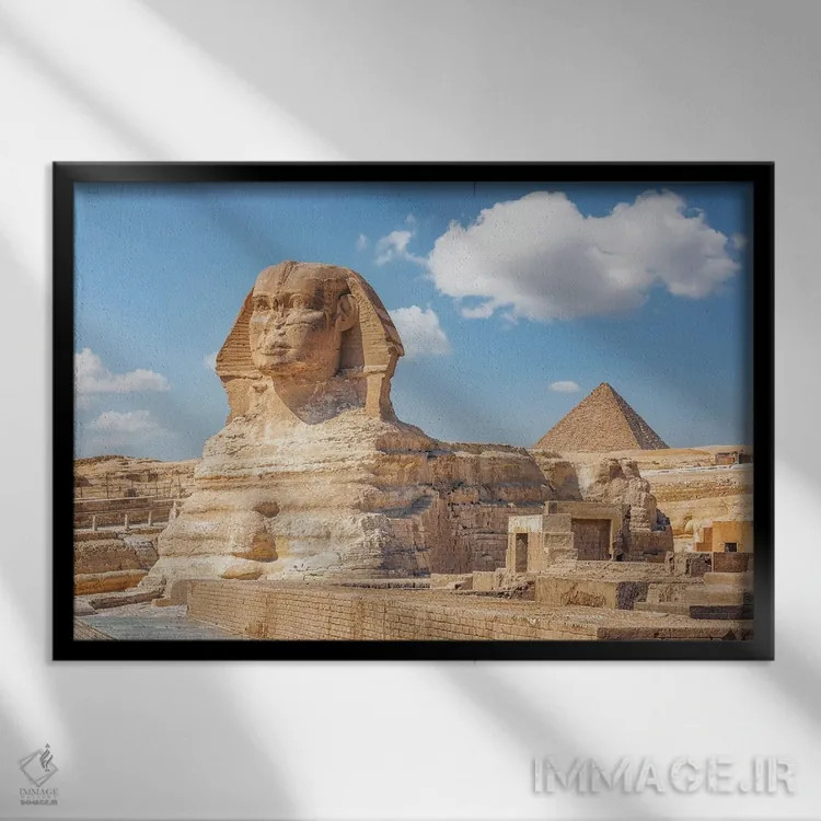 تابلو مجسمه ابوالهول اثر مانجیک پیکچرز (استودیو عکاسی یا فیلمسازی) - نمای قابدار مشکی