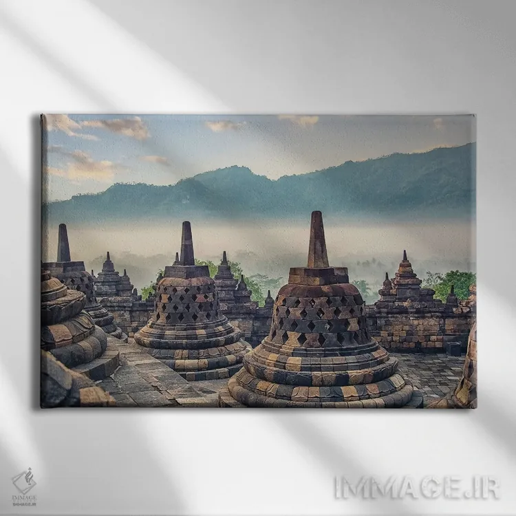 تابلو معبد بوروبودور اثر مانجیک پیکچرز (استودیو عکاسی یا فیلمسازی) - نمای روبهرو روی دیوار