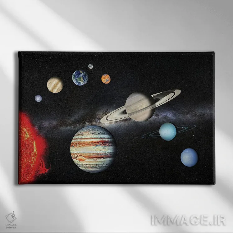 تابلو سامانهٔ خورشیدی اثر مانجیک پیکچرز (استودیو عکاسی یا فیلمسازی) - نمای روبهرو روی دیوار