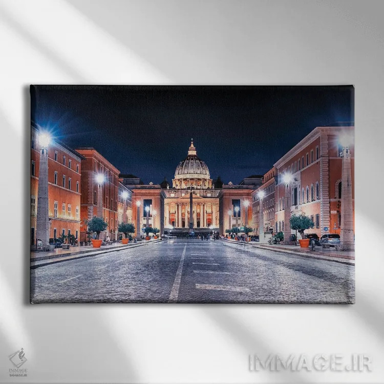 تابلو غروب واتیکان اثر مانجیک پیکچرز (استودیو عکاسی یا فیلمسازی) - نمای روبهرو روی دیوار