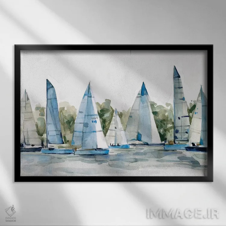 تابلو اسکله پاستلی ۱ اثر اما اسکاروی - نمای قابدار مشکی