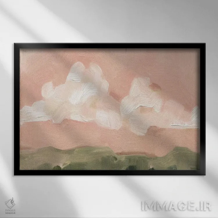 تابلو غروب مه صورتی ۱ اثر اما اسکاروی - نمای قابدار مشکی