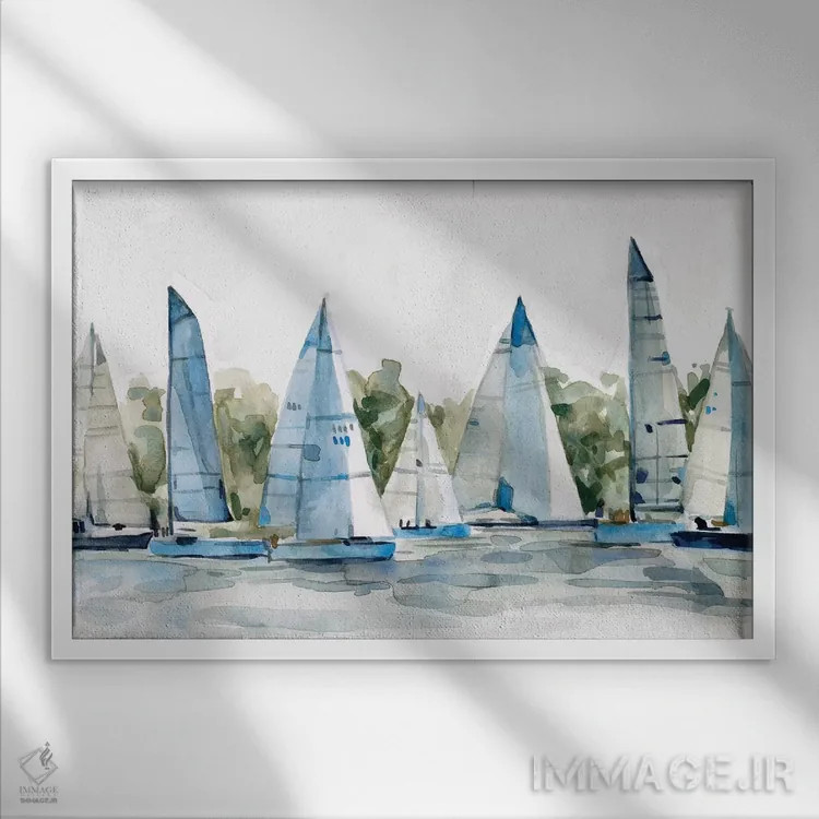 تابلو اسکله پاستلی ۱ اثر اما اسکاروی - نمای قابدار سفید