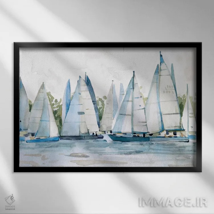 تابلو اسکله پاستلی ۲ اثر اما اسکاروی - نمای قابدار مشکی