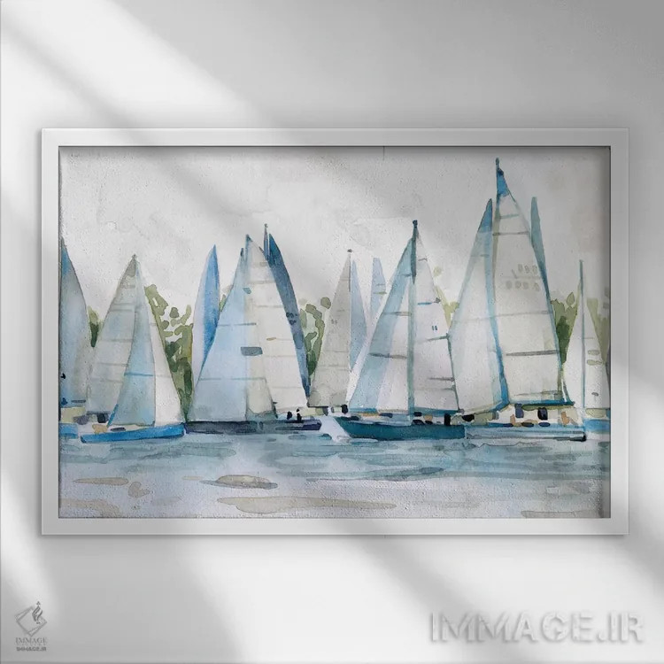 تابلو اسکله پاستلی ۲ اثر اما اسکاروی - نمای قابدار سفید