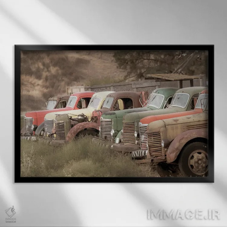 تابلو Washington State, Whitman County, Palouse Colfax Old Trucks,ایالات متحده، واشنگتن، شهرستان ویتمن، پلوُس کالفاکس، کامیونهای قدیمی اثر امیلی ام ویلسون - نمای قابدار مشکی