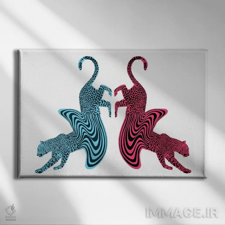 تابلو یوزپلنگ ذوبشده دوتایی اثر الا مازور - نمای روبهرو روی دیوار