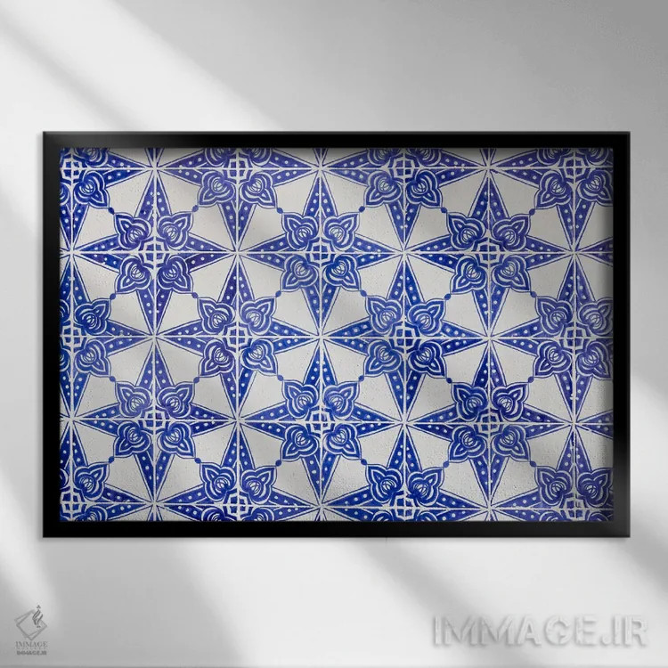 تابلو Tunisia. Geometric Pattern Of Decorative Tiles.,تونس، تونس. نقش هندسی کاشیهای تزئینی اثر امیلی ام ویلسون - نمای قابدار مشکی