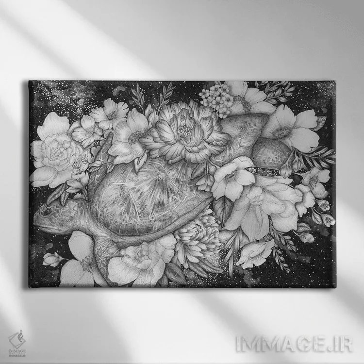 تابلو لاکپشت دریایی اقیانوس جادویی اثر الا مازور - نمای روبهرو روی دیوار