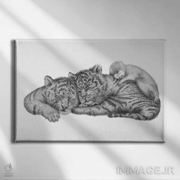تابلو چرتهای ببر اثر الا مازور - نمای روبهرو روی دیوار