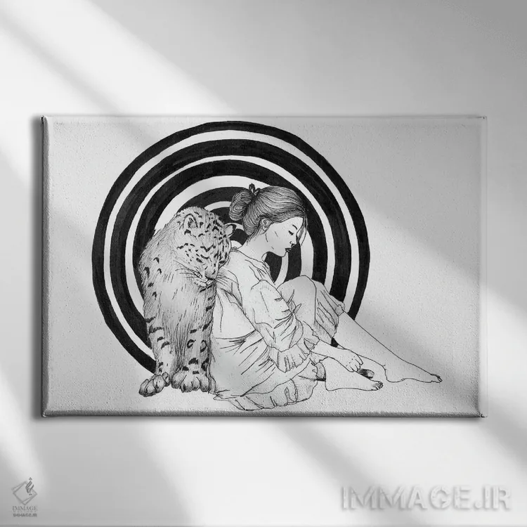 تابلو حیوان روح: پلنگ برفی اثر الا مازور - نمای روبهرو روی دیوار