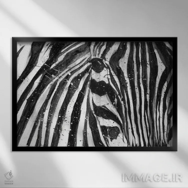 تابلو راهراه گورخر اثر الا مازور - نمای قابدار مشکی