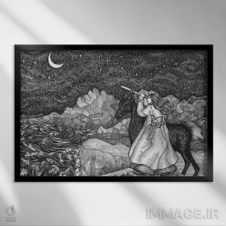تابلو ستارهبین اثر الا مازور - نمای قابدار مشکی