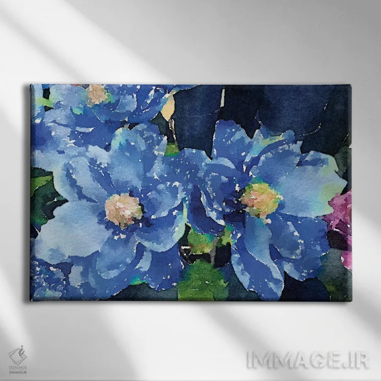 تابلو آبیهای درخشان اثر امیلی ناواس - نمای روبهرو روی دیوار