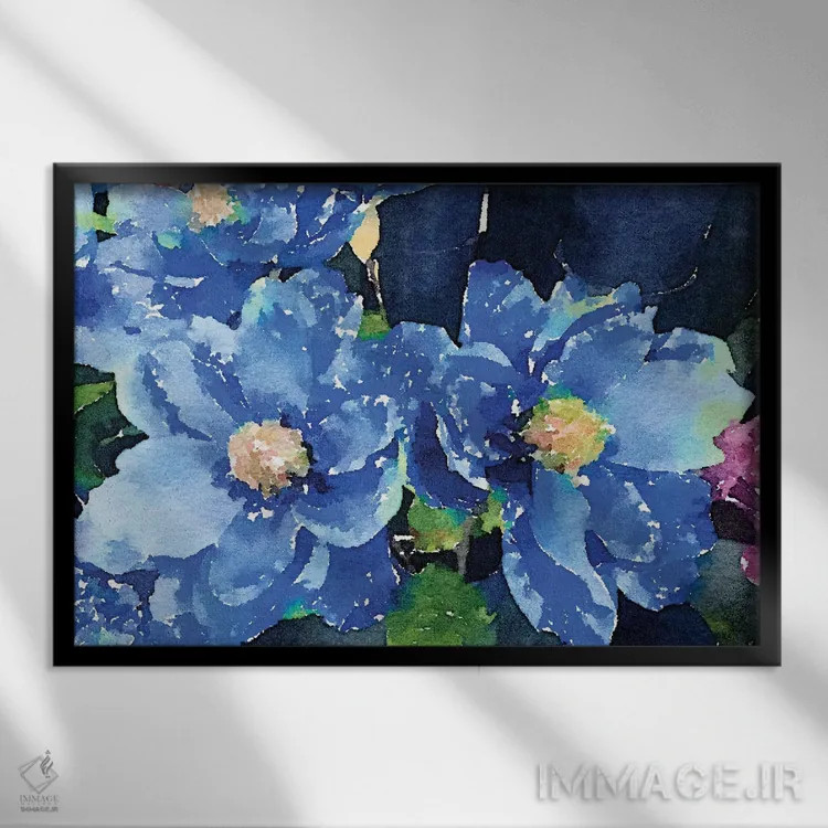 تابلو آبیهای درخشان اثر امیلی ناواس - نمای قابدار مشکی