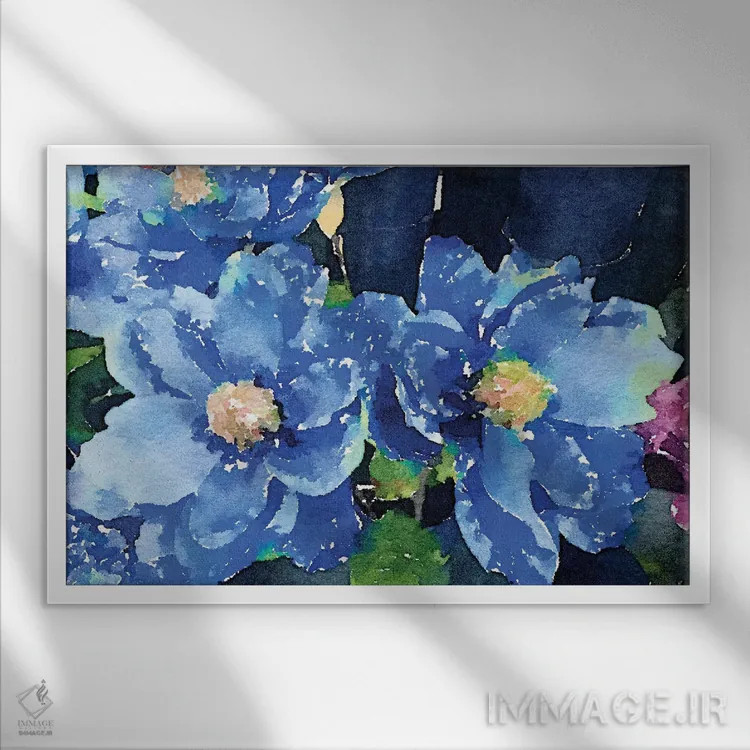 تابلو آبیهای درخشان اثر امیلی ناواس - نمای قابدار سفید