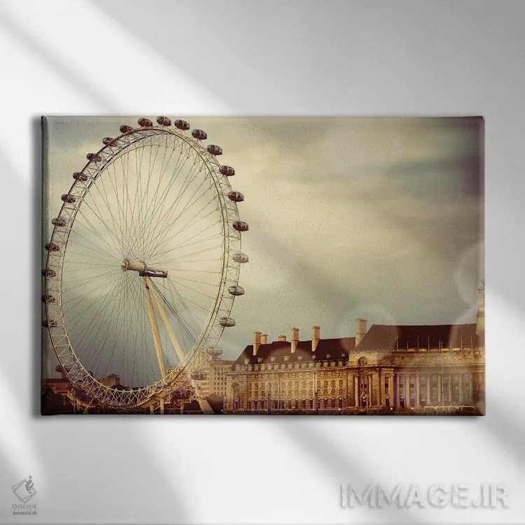 تابلو چرخ و فلک لندن اثر امیلی ناواس - نمای روبهرو روی دیوار