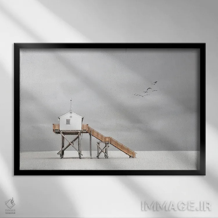 تابلو رو ساحل اثر رولف اندرمان - نمای قابدار مشکی