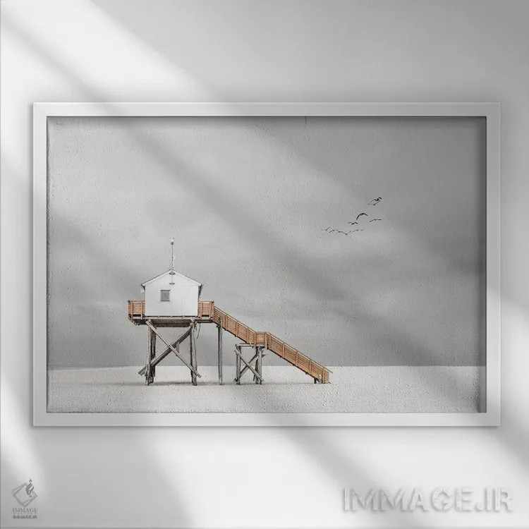تابلو رو ساحل اثر رولف اندرمان - نمای قابدار سفید