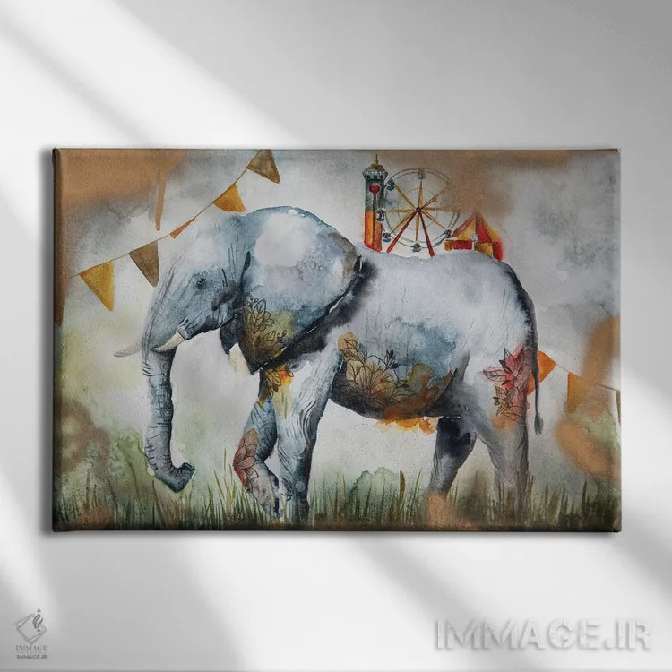 تابلو سفر یک فیل اثر اوگنیا اسمیرنوا - نمای روبهرو روی دیوار