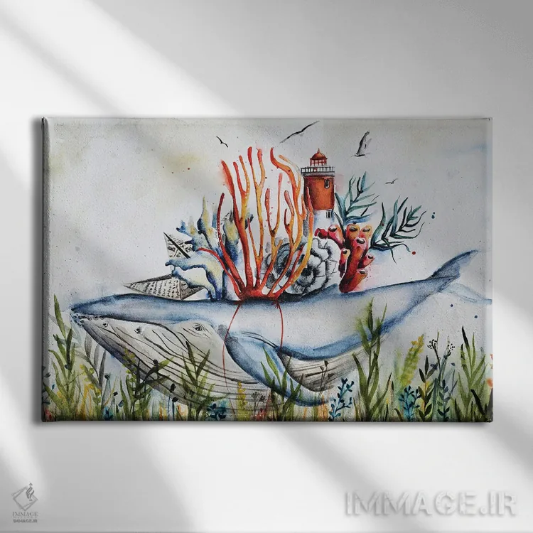 تابلو زندگی اقیانوس اثر اوگنیا اسمیرنوا - نمای روبهرو روی دیوار