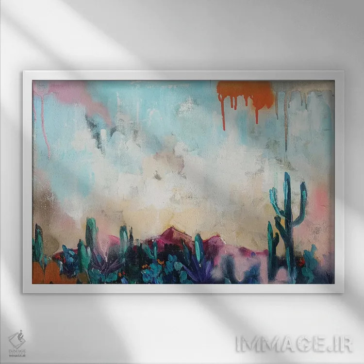 تابلو منظرهٔ انتزاعی اثر اوگنیا اسمیرنوا - نمای قابدار سفید