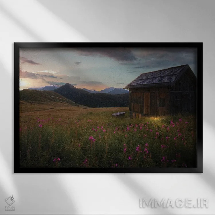 تابلو گذرگاه جیاو (کوهستان ایتالیا) اثر انزو رومانو - نمای قابدار مشکی
