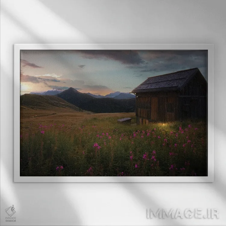 تابلو گذرگاه جیاو (کوهستان ایتالیا) اثر انزو رومانو - نمای قابدار سفید