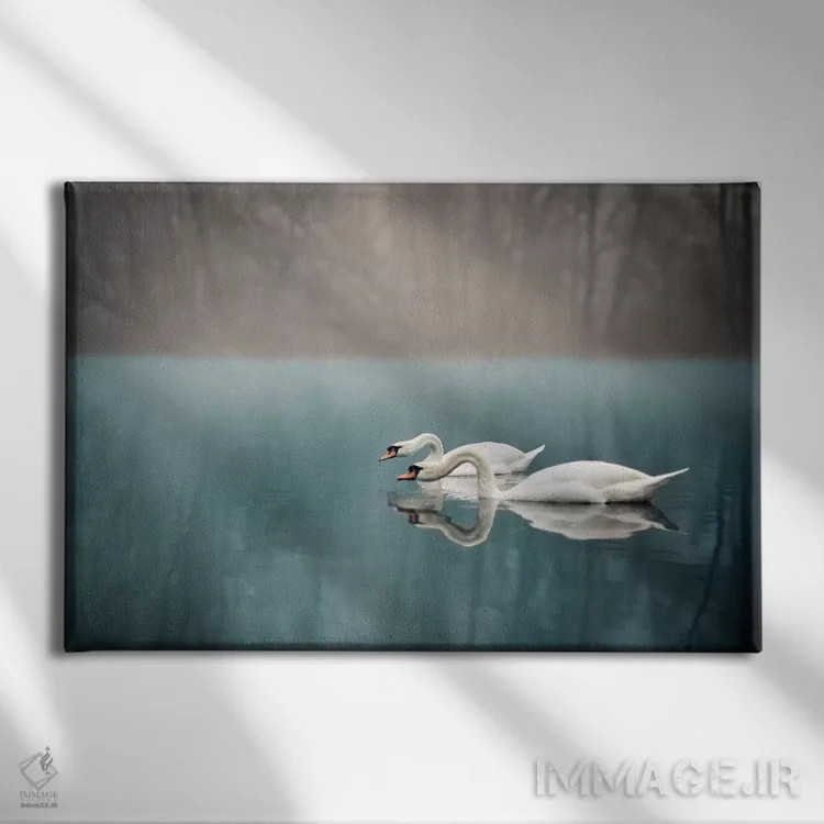 تابلو رودخانه قوها اثر انزو رومانو - نمای روبهرو روی دیوار