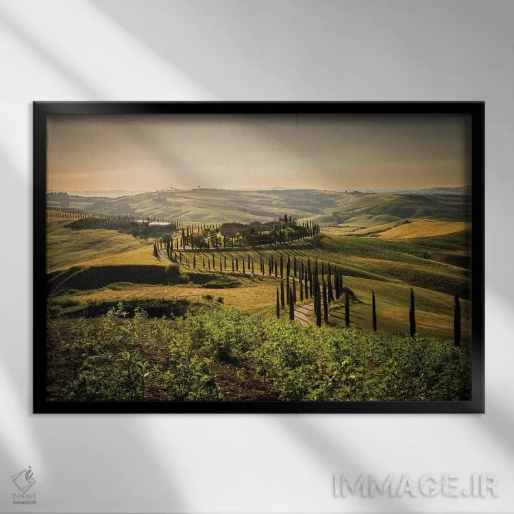 تابلو توسکانا، آسچیانو (منطقهای در توسکانی) اثر انزو رومانو - نمای قابدار مشکی