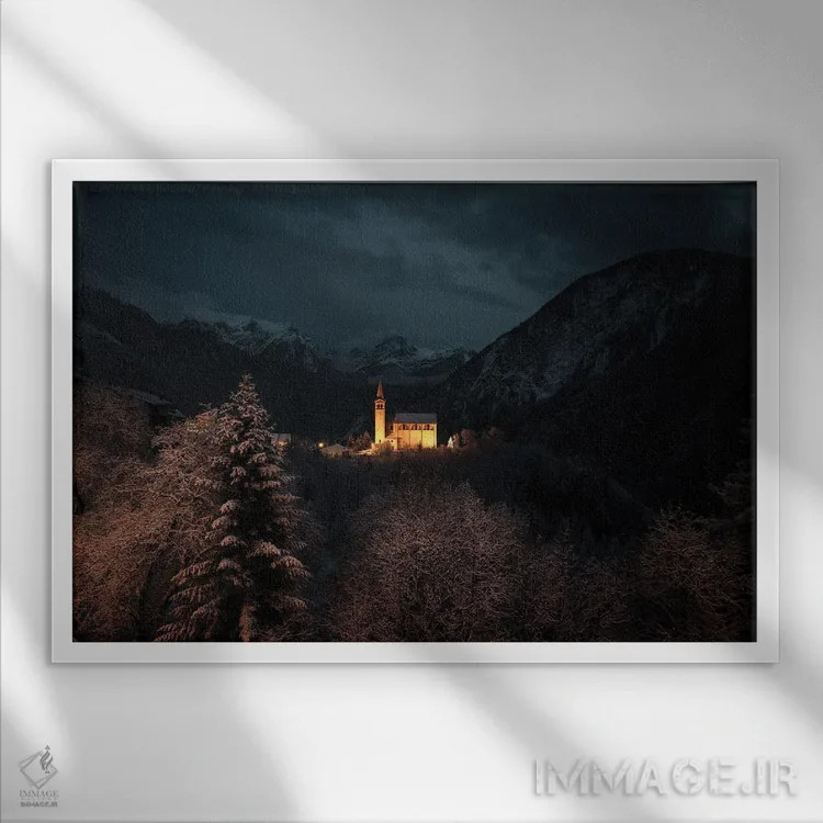 تابلو دره کادوره (ایتالیا) اثر انزو رومانو - نمای قابدار سفید