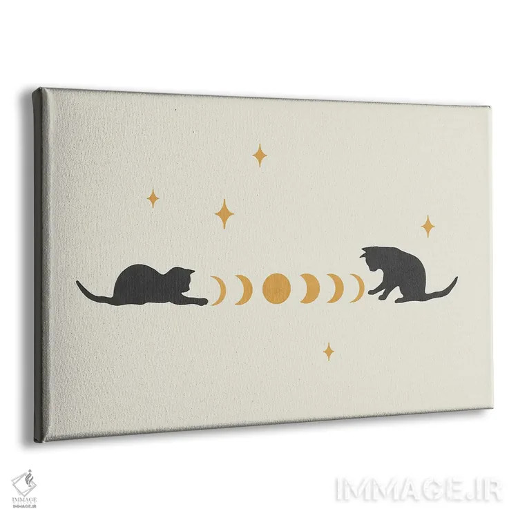 تابلو گربه و ماه ۳ اثر اپیزودیک دراوینگ (برند هنری) - نمای پرسپکتیو محصول