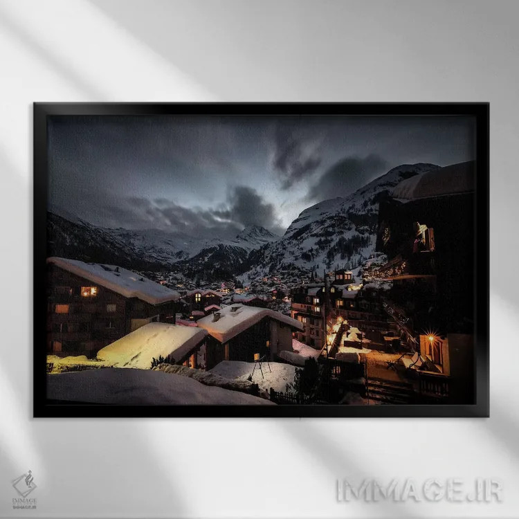 تابلو زرمات (سوئیس) اثر انزو رومانو - نمای قابدار مشکی